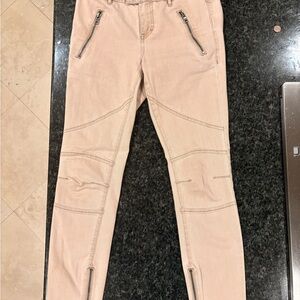 Armani Exchange Beige Straight Leg Jeans with zippers